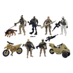 Rc - Rc Soldier foe speelfiguren set 6 soldaten hond en 2 motorfietsen