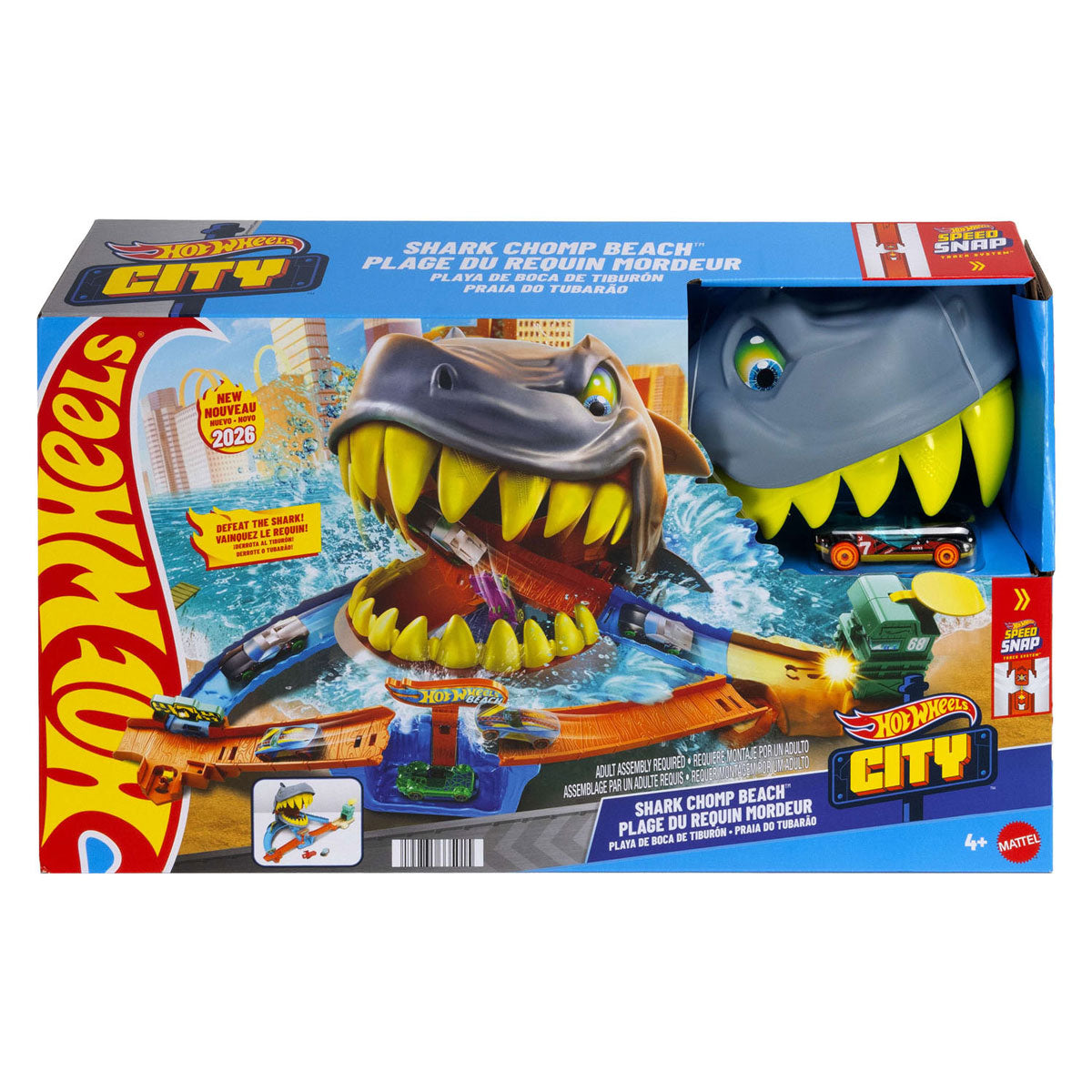 Hot wheels city haaienstrand speelset en metalen speelgoedauto
