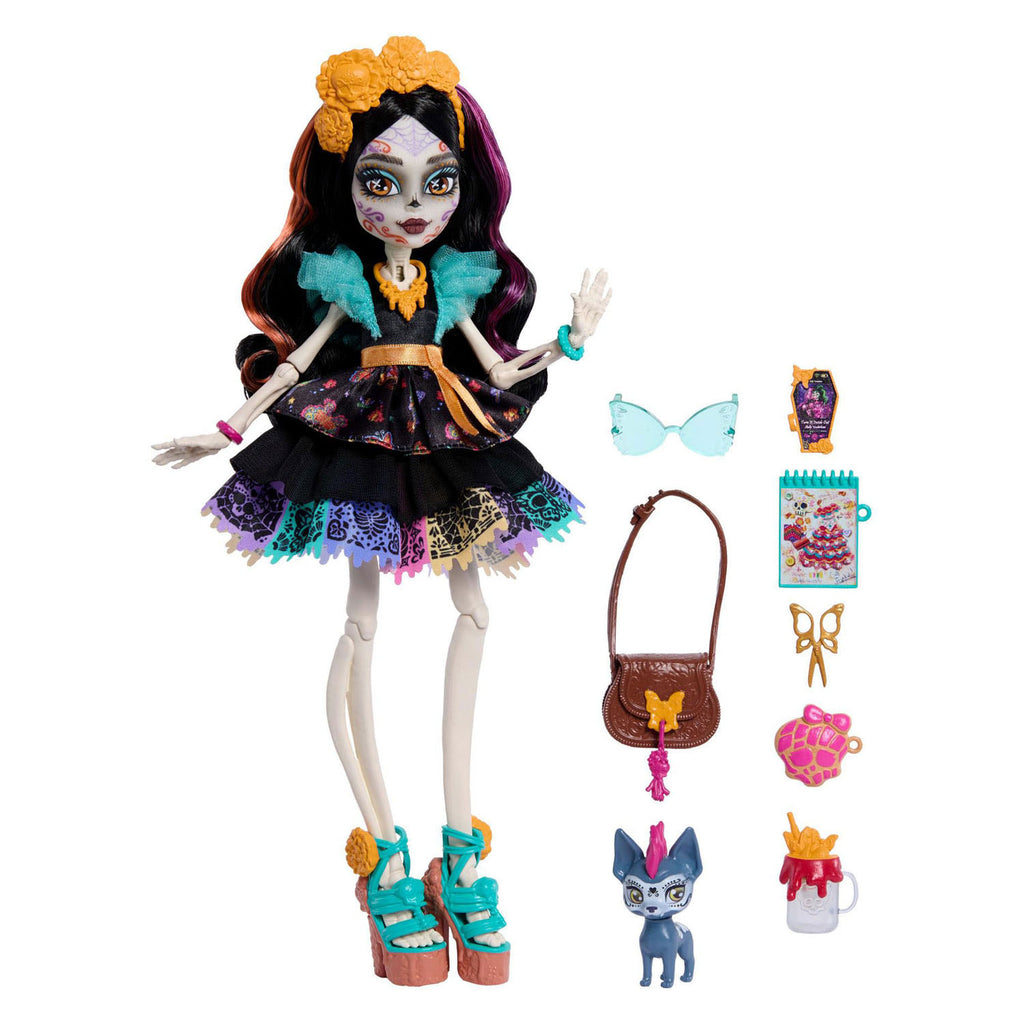 Monster high skelita calaveras - modepop met huisdier candelita