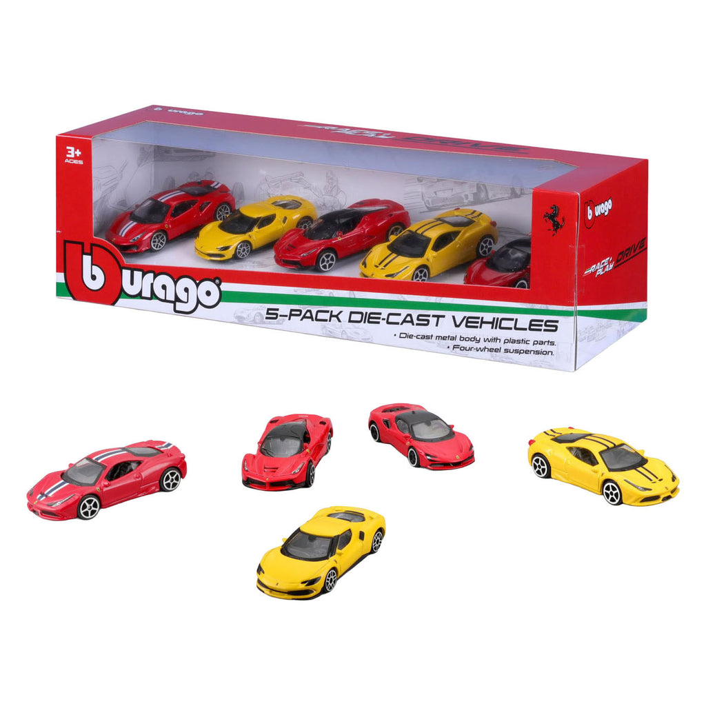 - Burago Ferrari Die Cast Auto's 1:64 - 5st.