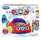 Playgro - gro comfy car - pluchen zitkussen baby - speelkussen baby - activiteitenkussen - babyspeelgoed - interactief baby speelgoed - babygym - speelkleed baby - pluchen auto baby - auto - kraamcadeau - met licht en geluid