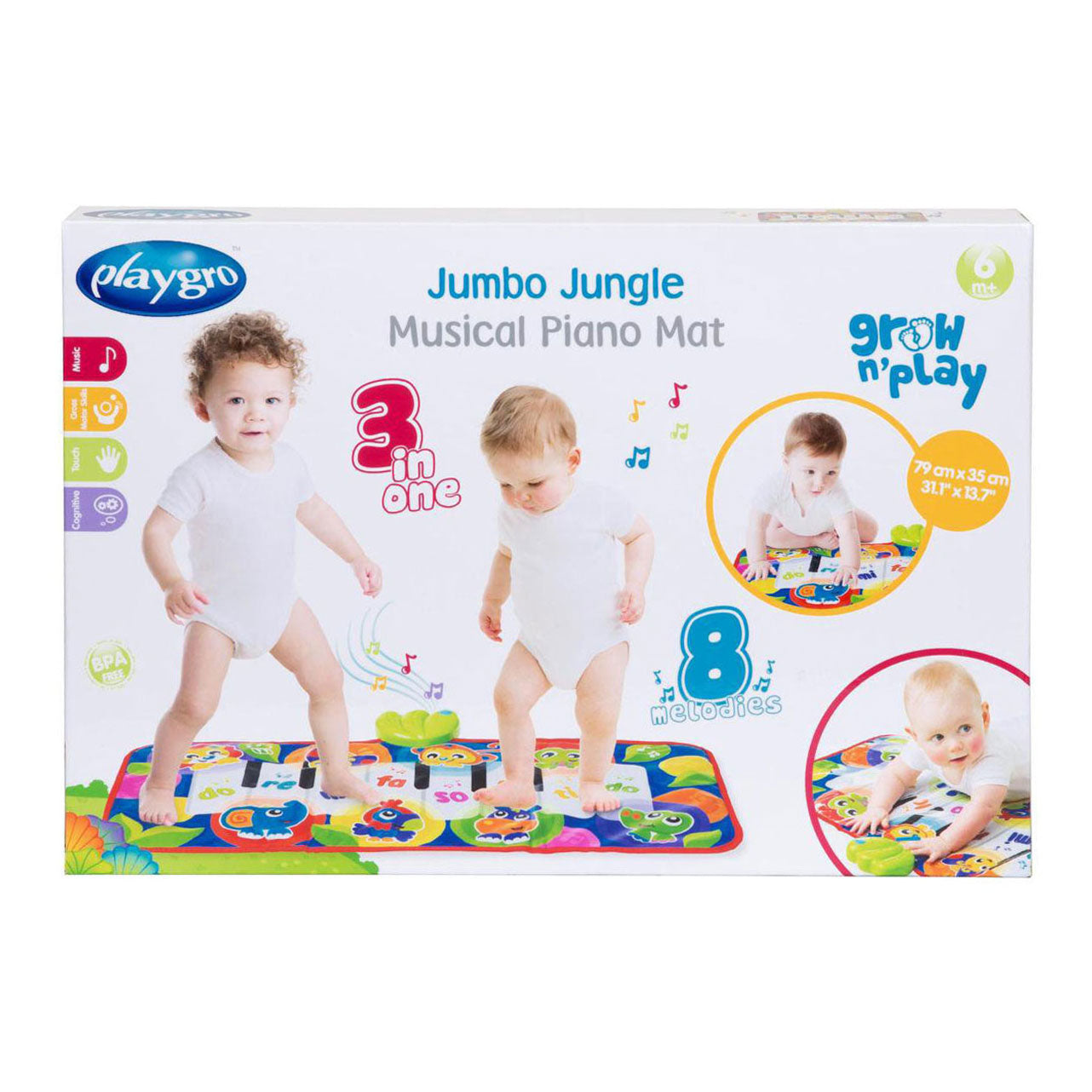 Playgro - gro muzikale piano mat - speelgoed baby - speelgoed 1 jaar - interactief babyspeelgoed - pianomat - dansmat jumbo - baby speelgoed muziekinstrument - interactief speelgoed baby - educatief speelgoed - kraam cadeau - speelgoed met geluid