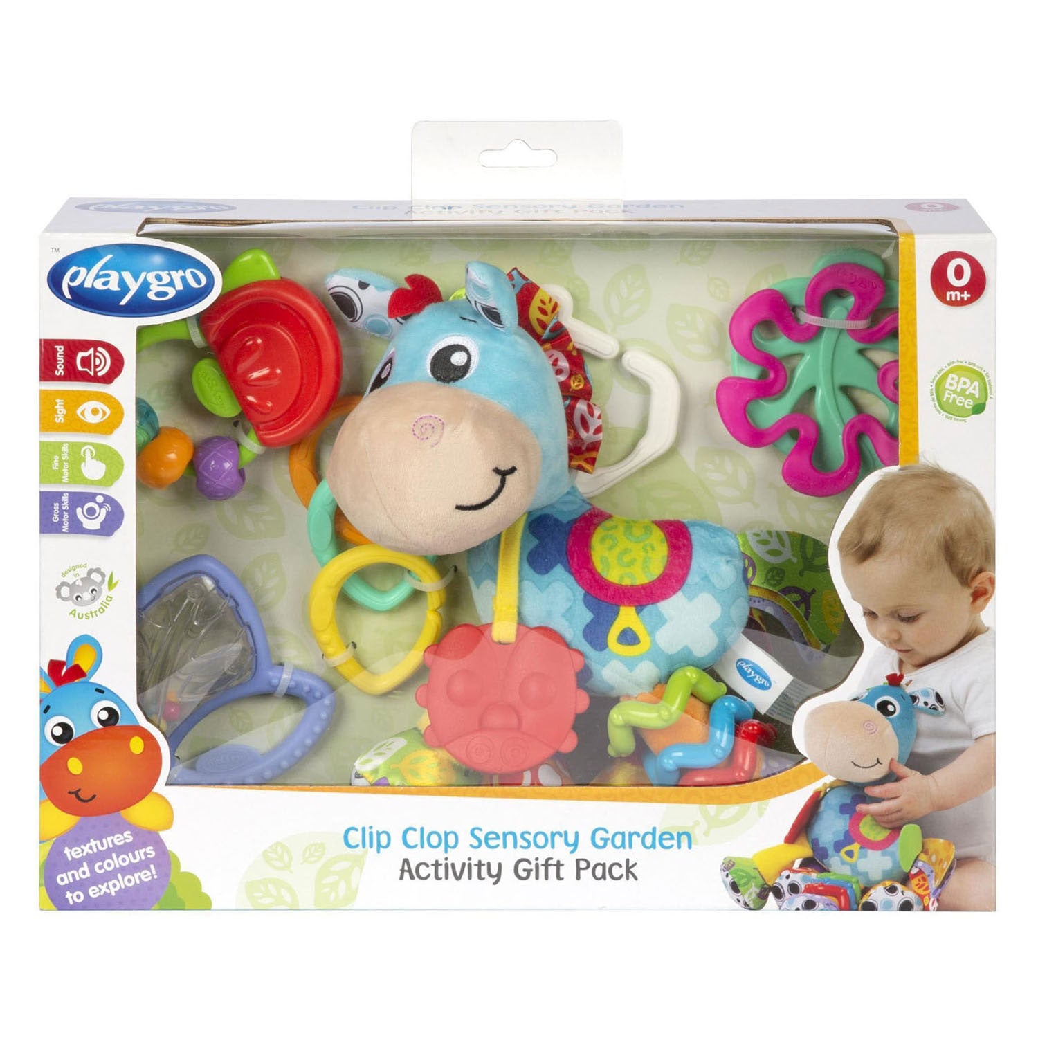 Playgro - gro Sensorische clip clop eenhoorn ontdek en speel geschenkset