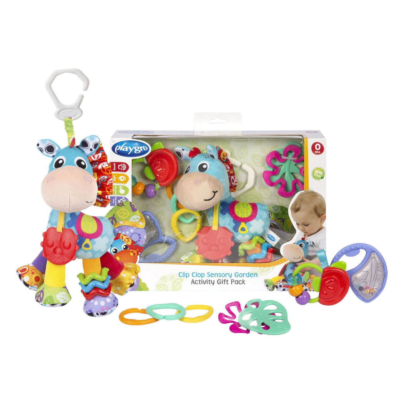 Playgro - gro Sensorische clip clop eenhoorn ontdek en speel geschenkset