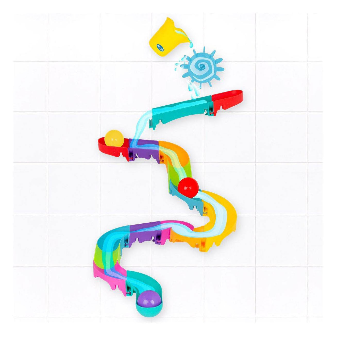 Playgro - gro -splash and slide- waterval glijbaan - badspeelgoed - peuter speelgoed - baby badspeelgoed - speelgoed baby - speelgoed 1 jaar -badspeeltje - water knikkerbaan -waterspeelgoed baby - waterspeelgoed peuters - inclusief 3 balletjes
