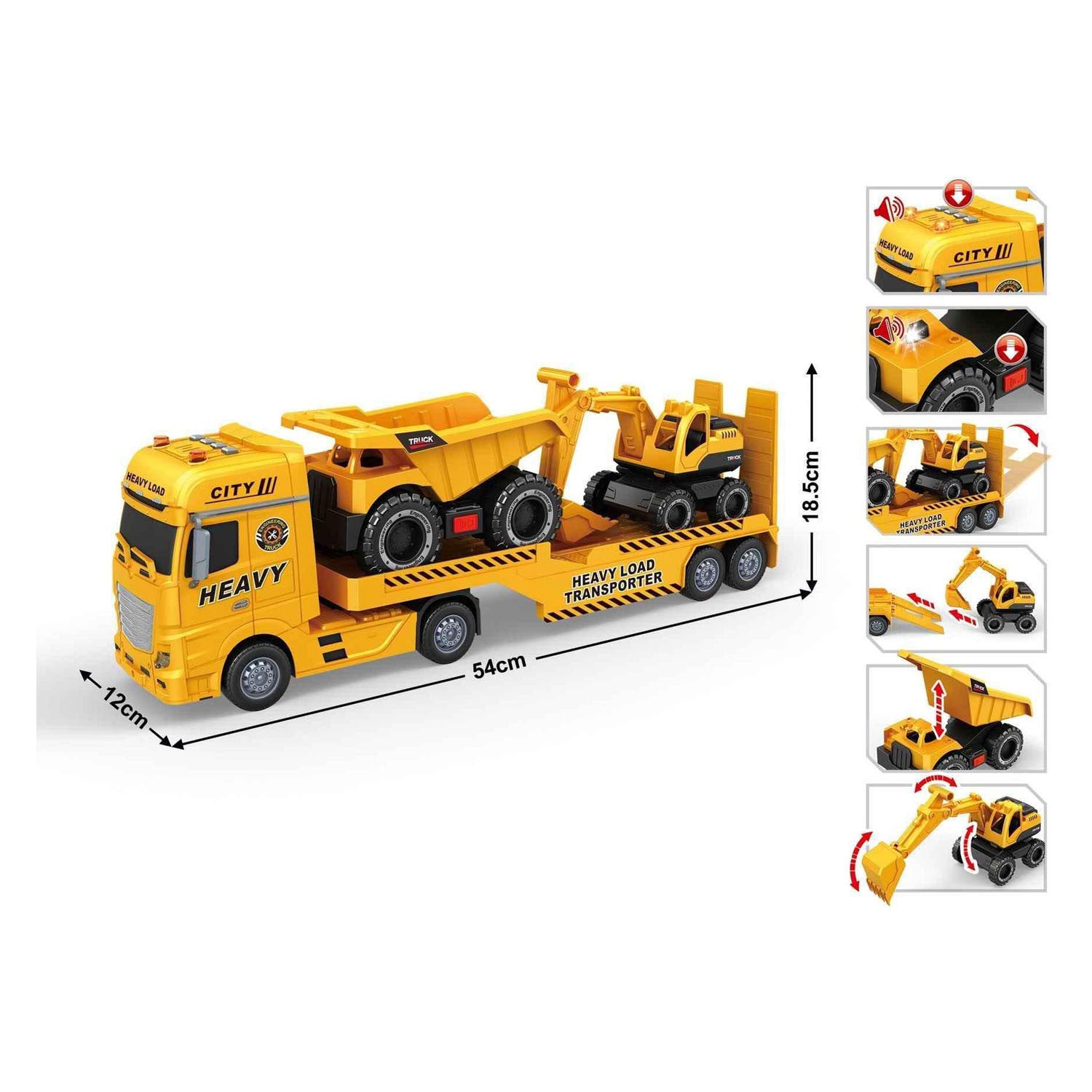 - Dieplader met Dump Truck en Graafmachine - 54cm