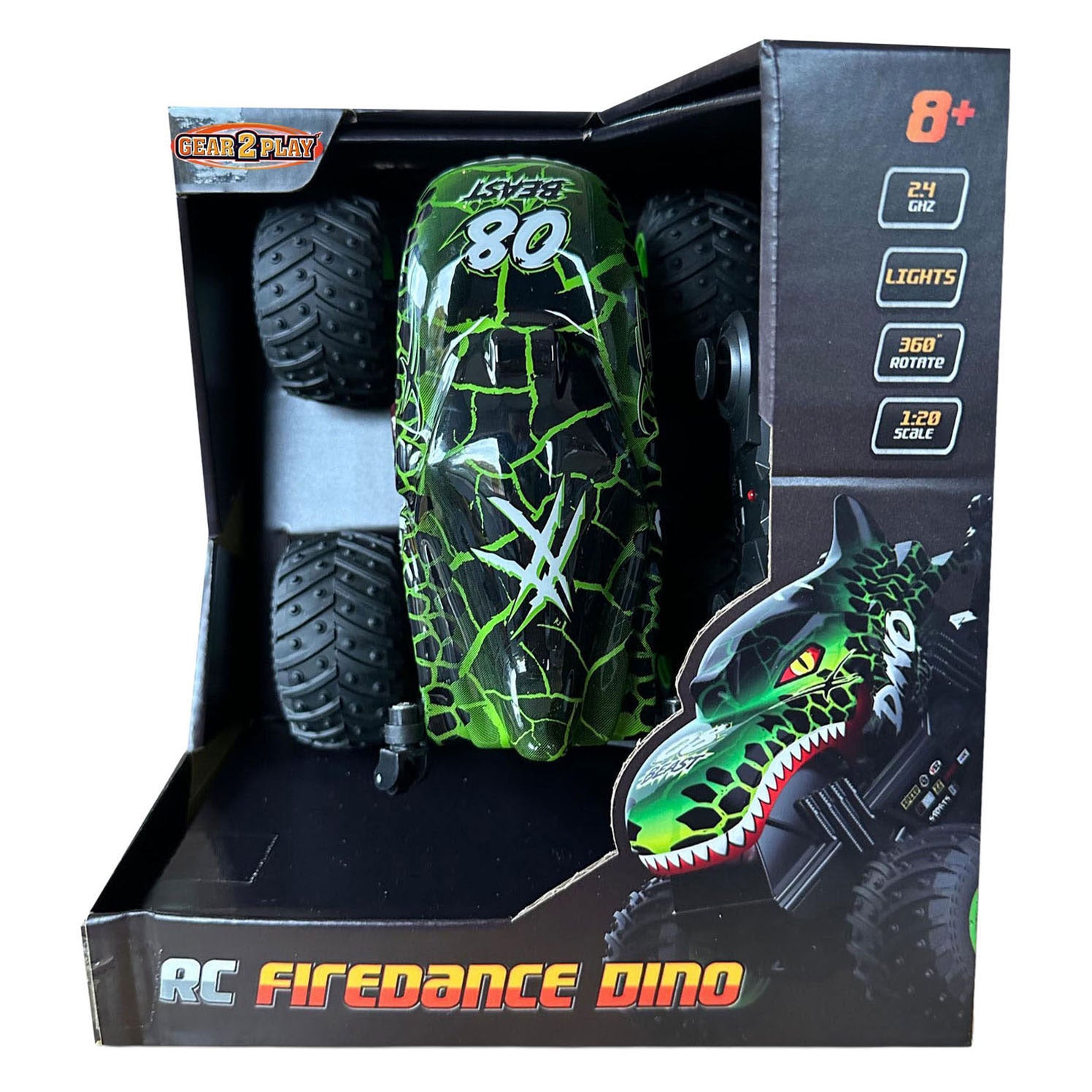 Rc - Rc bestuurbare 2.4ghz firedance dino stuntauto - 1:20