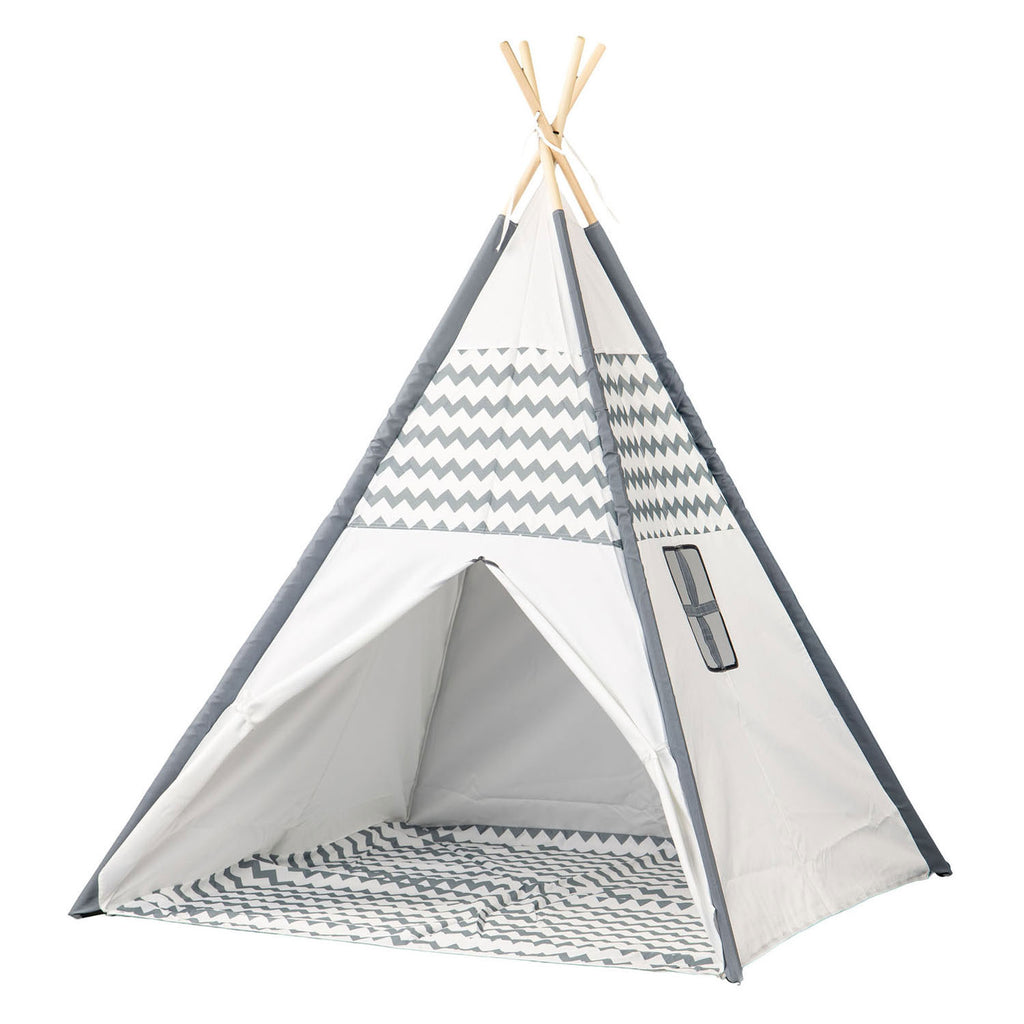 - Tipi met Houten Stokken en Vloerkleed - 120x120x150cm