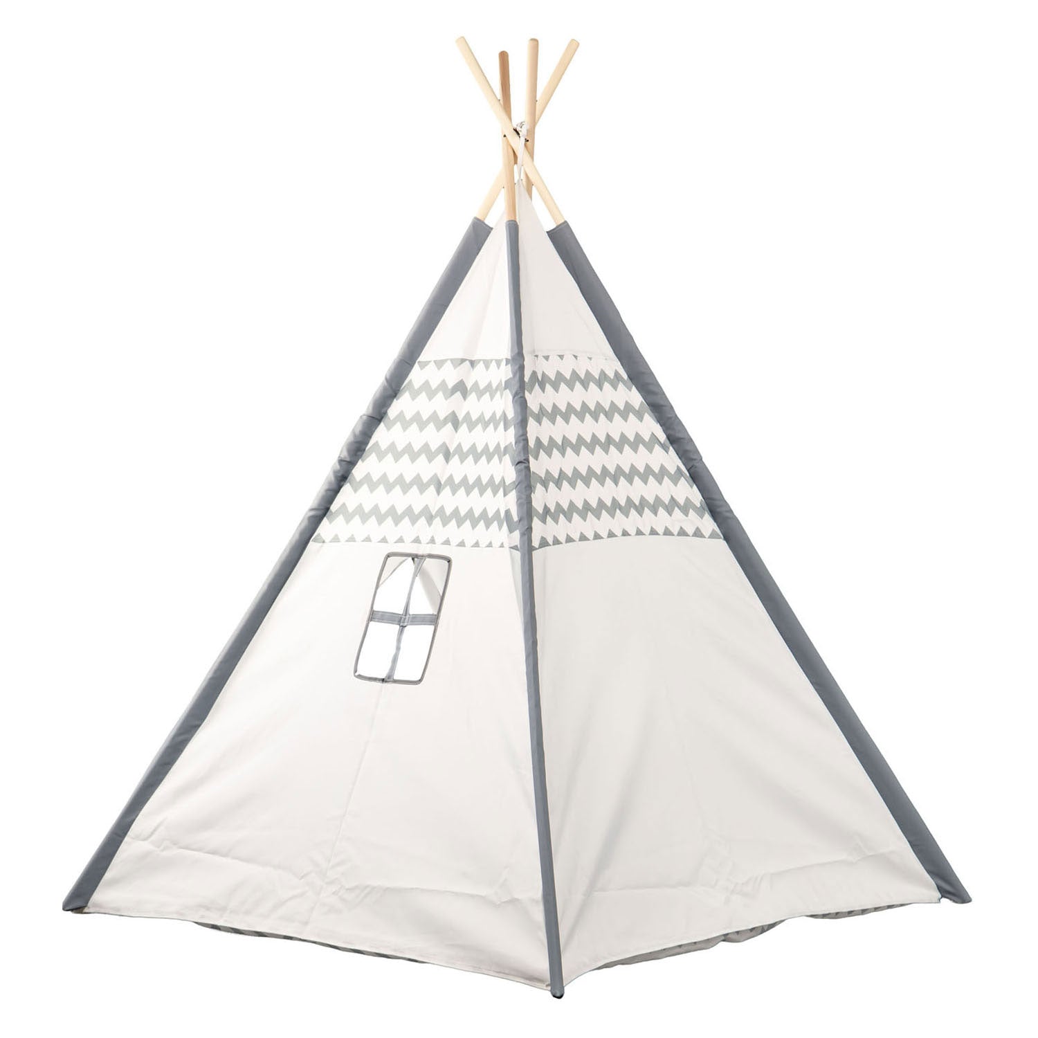 - Tipi met Houten Stokken en Vloerkleed - 120x120x150cm