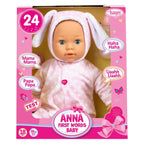 Bayer Design - Bayer Design - babypop anna first words baby met geluid 38 cm in roze