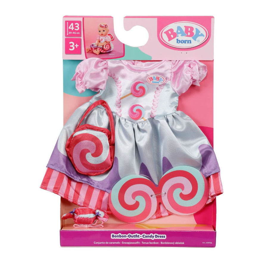 BABY Born - BABY Born poppenoutfit kleurrijk snoepjurk 43cm poppenkleding.