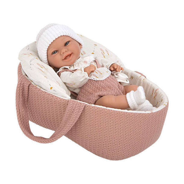 - Elegance Babyto Babypop Roze met Draagmand en Kussen - 33 cm