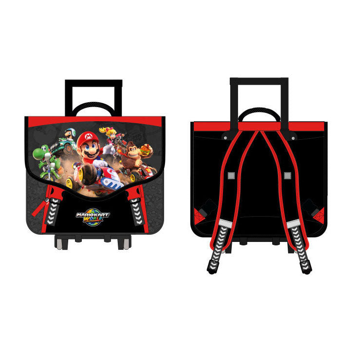 Super Mario - Super Mario schooltas trolley met 2 compartimenten en voorvak