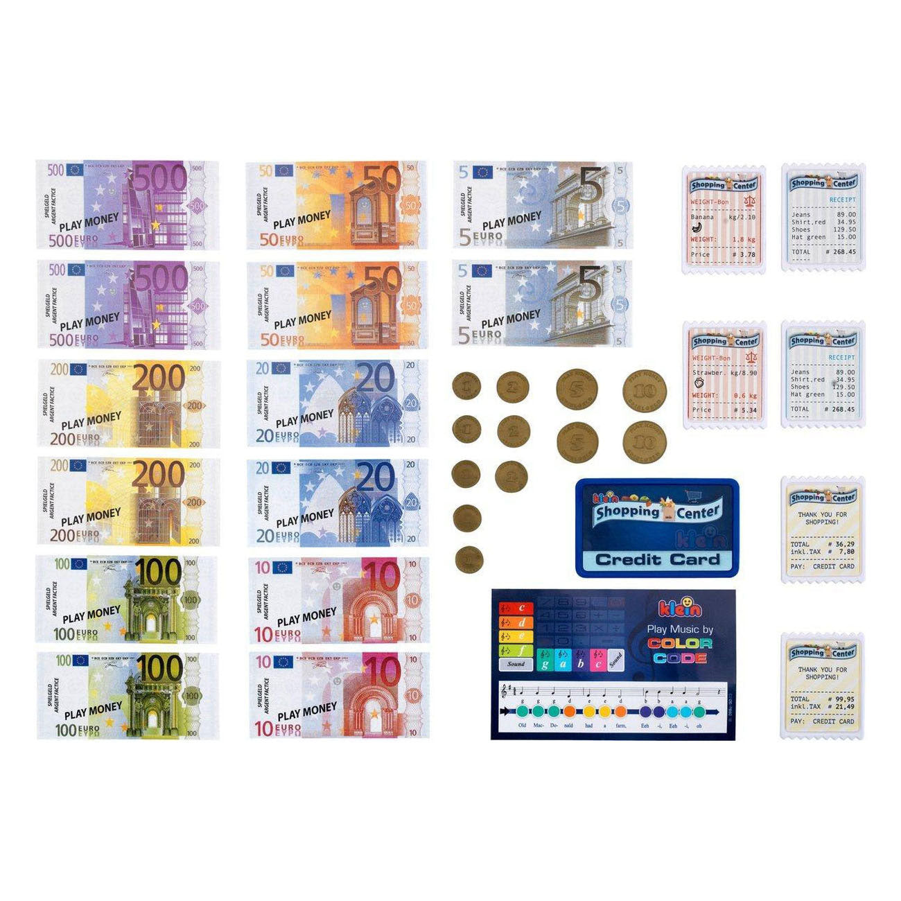 Klein toys - speelgoed kassa - incl. geluidseffecten, speelgoed munten, biljetten en credit card - meerkleurig