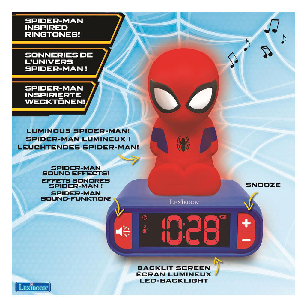 Lexibook - Lexibook Wekker met nachtlampje 3d-ontwerp spiderman en geluidseffecten