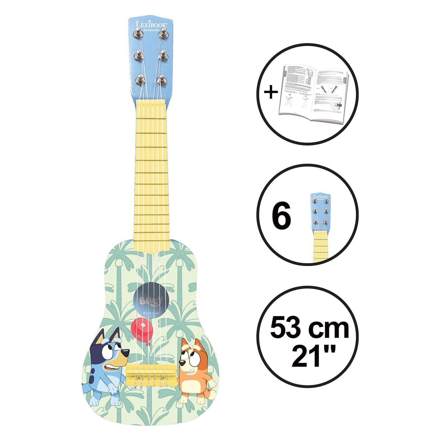 Lexibook - Lexibook Mijn eerste houten gitaar bluey – 21"/53 cm