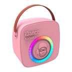 Idance karaoke set met 2 draadloze microfoons - roze