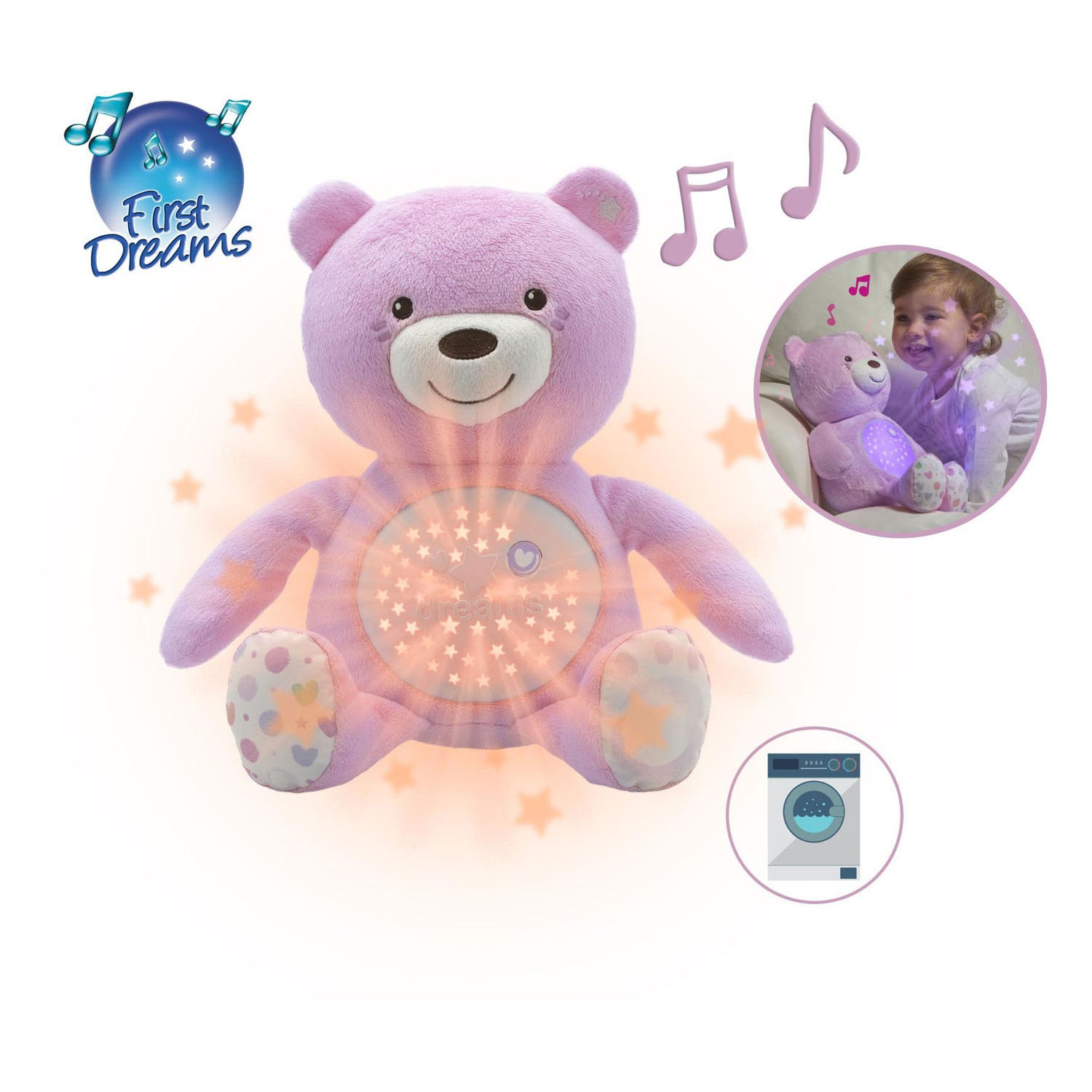 Chicco - Chicco Knuffel projector baby bear first dreams roze