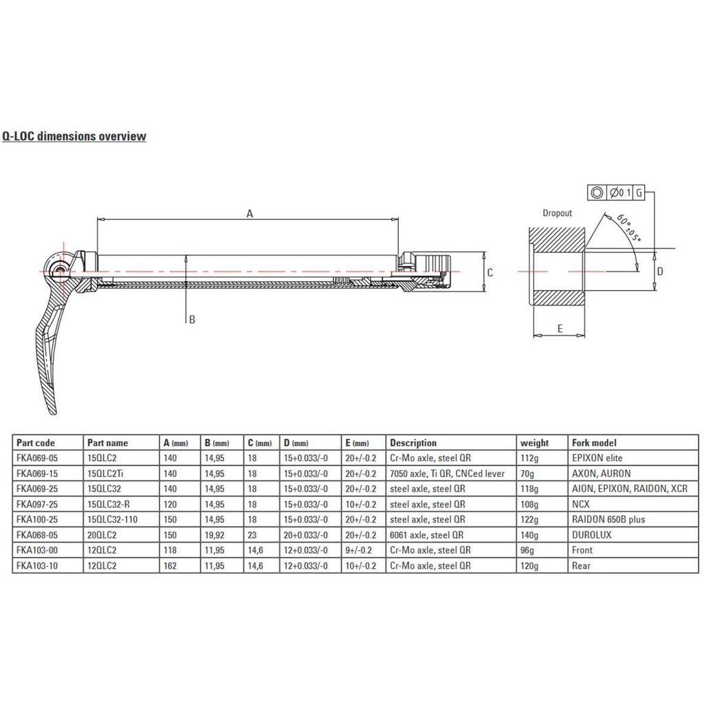 Srsuntour - Srsuntour - steekas q-loc 15/100mm 15qlc32 alloy trekking fka097-25