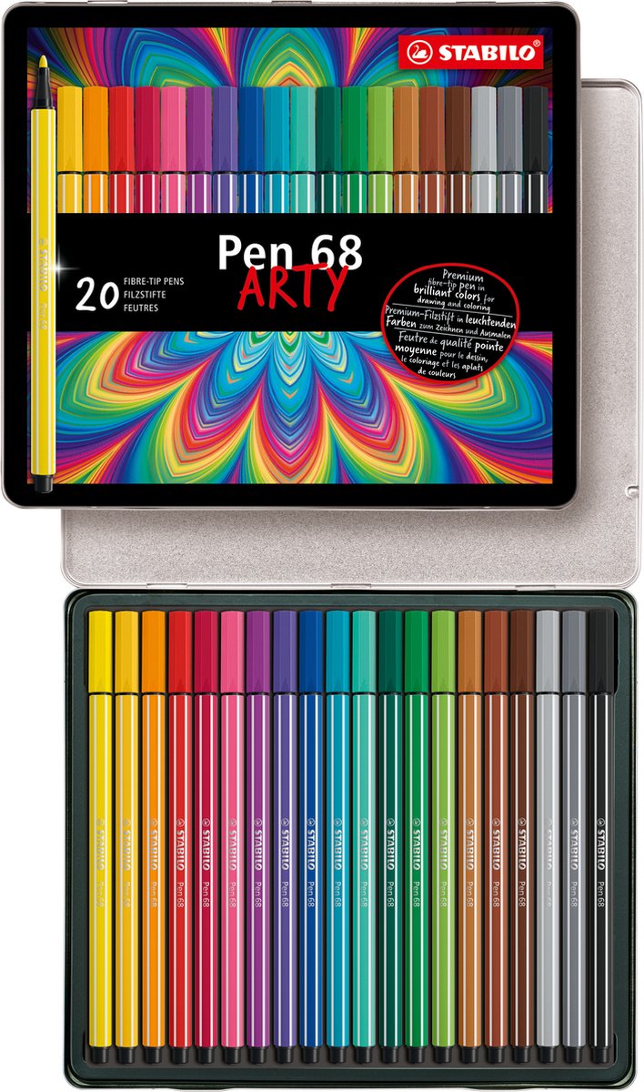 STABILO - STABILO pen 68 - viltstift - metalen doos met 20 stuks