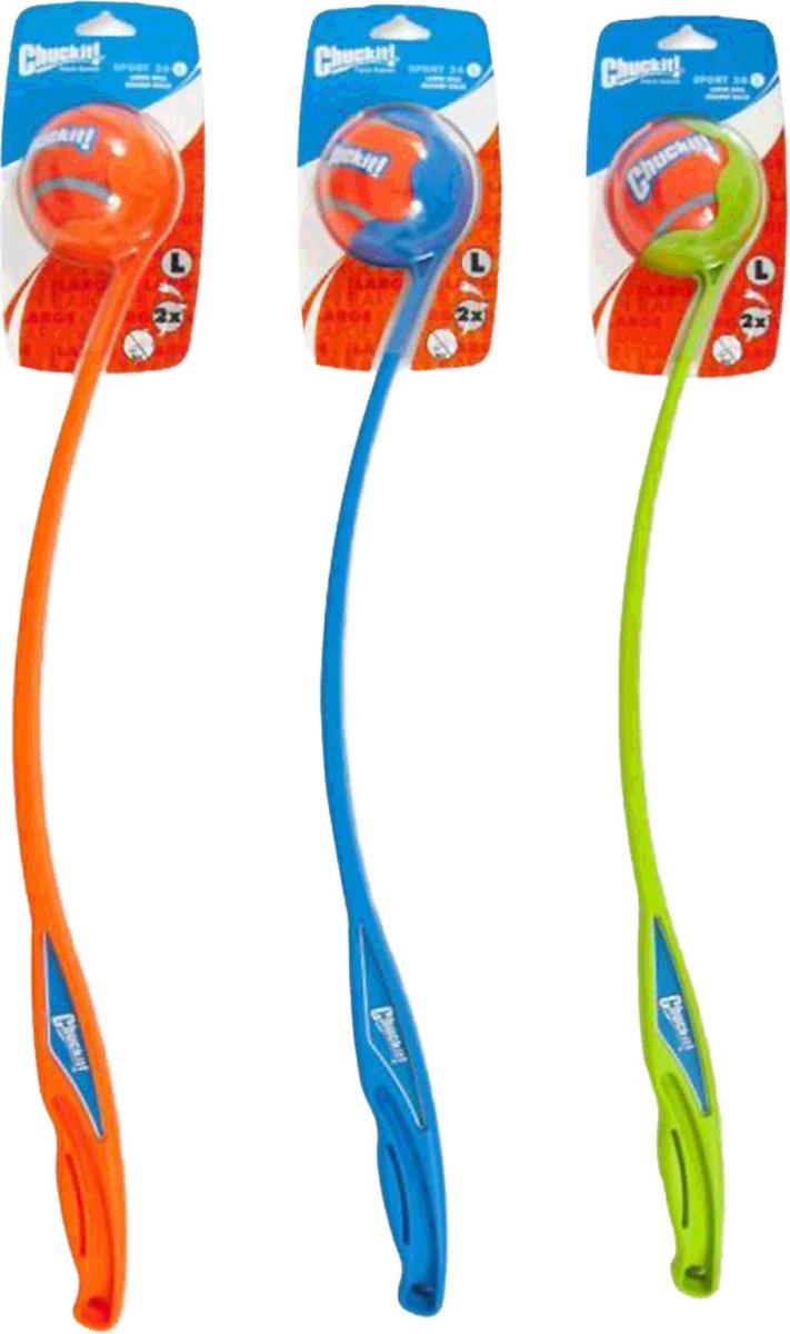 Chuckit! sport ball launcher - 66 cm - werpstok - ballenwerper - hondenspeelgoed - incl. tennisbal large - ø 7 cm - kunststof - assorti