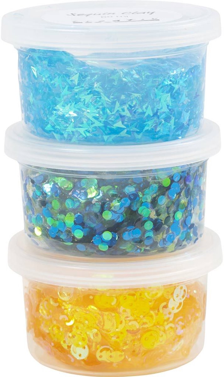 Creativ company sequin clay blauw groen - 6x60gr.