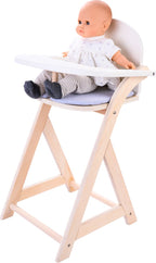 Angel Toys - Angel Toys Poppenstoel grijs/wit – houten poppenkinderstoel met kussentje – poppenstoel voor rollenspel – geschikt voor alle poppen – engelhart