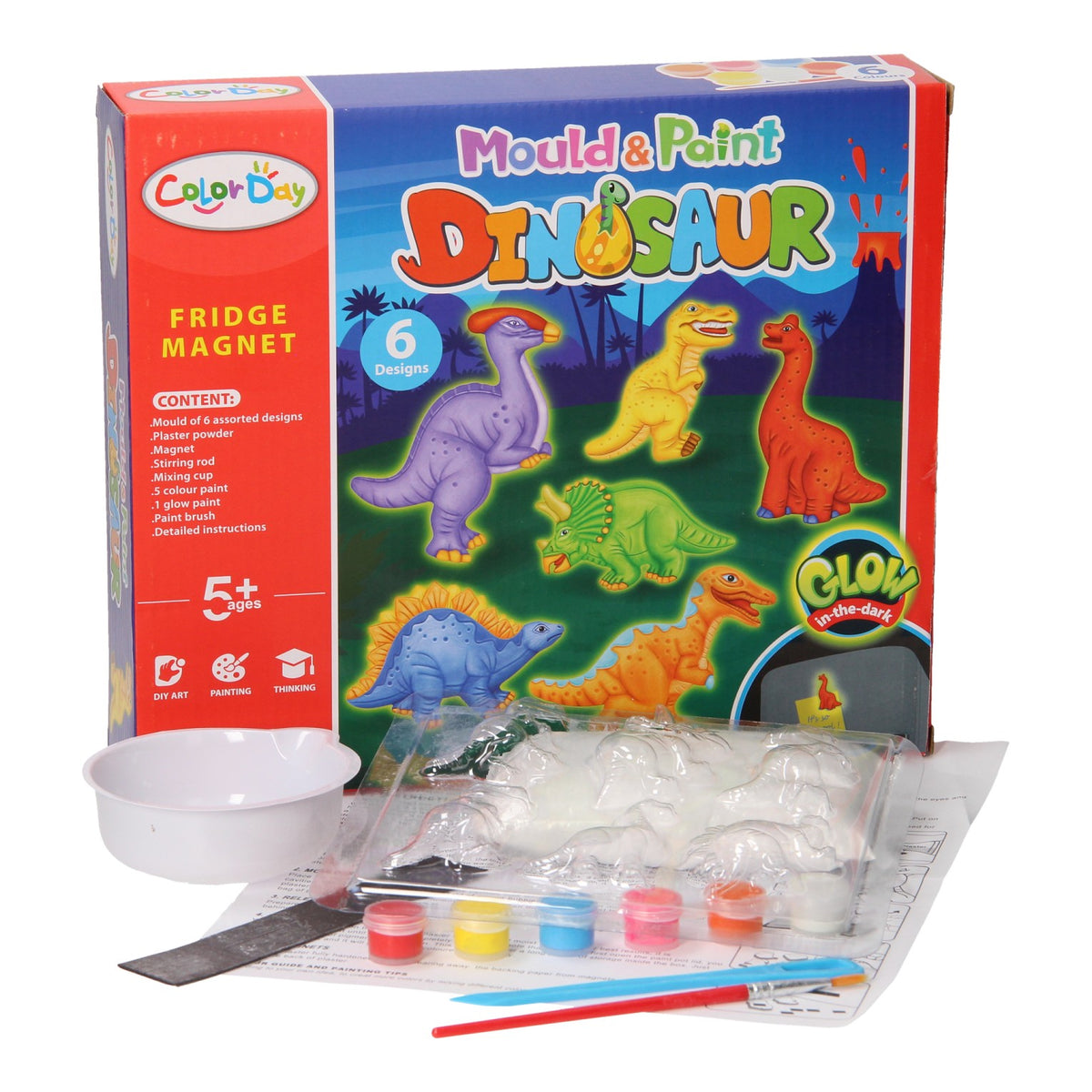 - Gips Gieten Glow in the Dark Magneten - Dino's