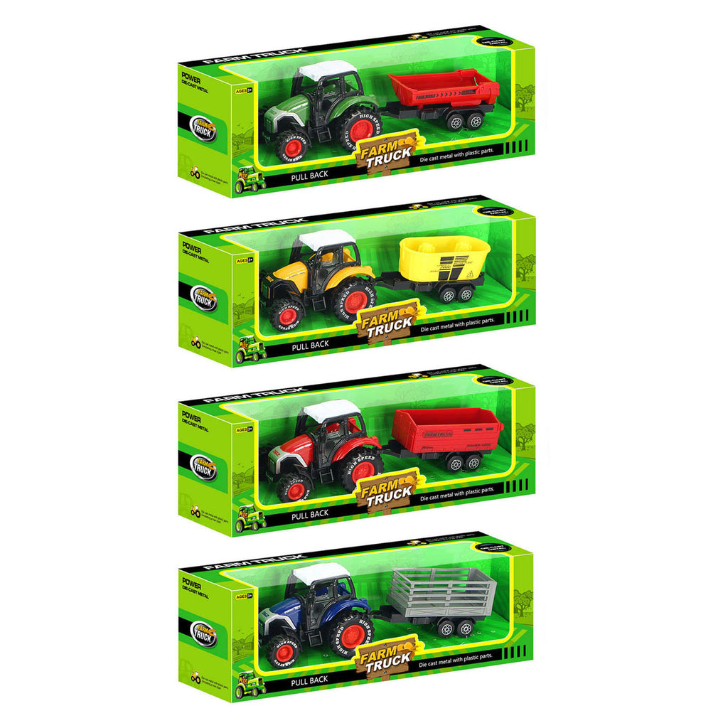 - Die-cast Trekker met Aanhanger en Pull-backfunctie