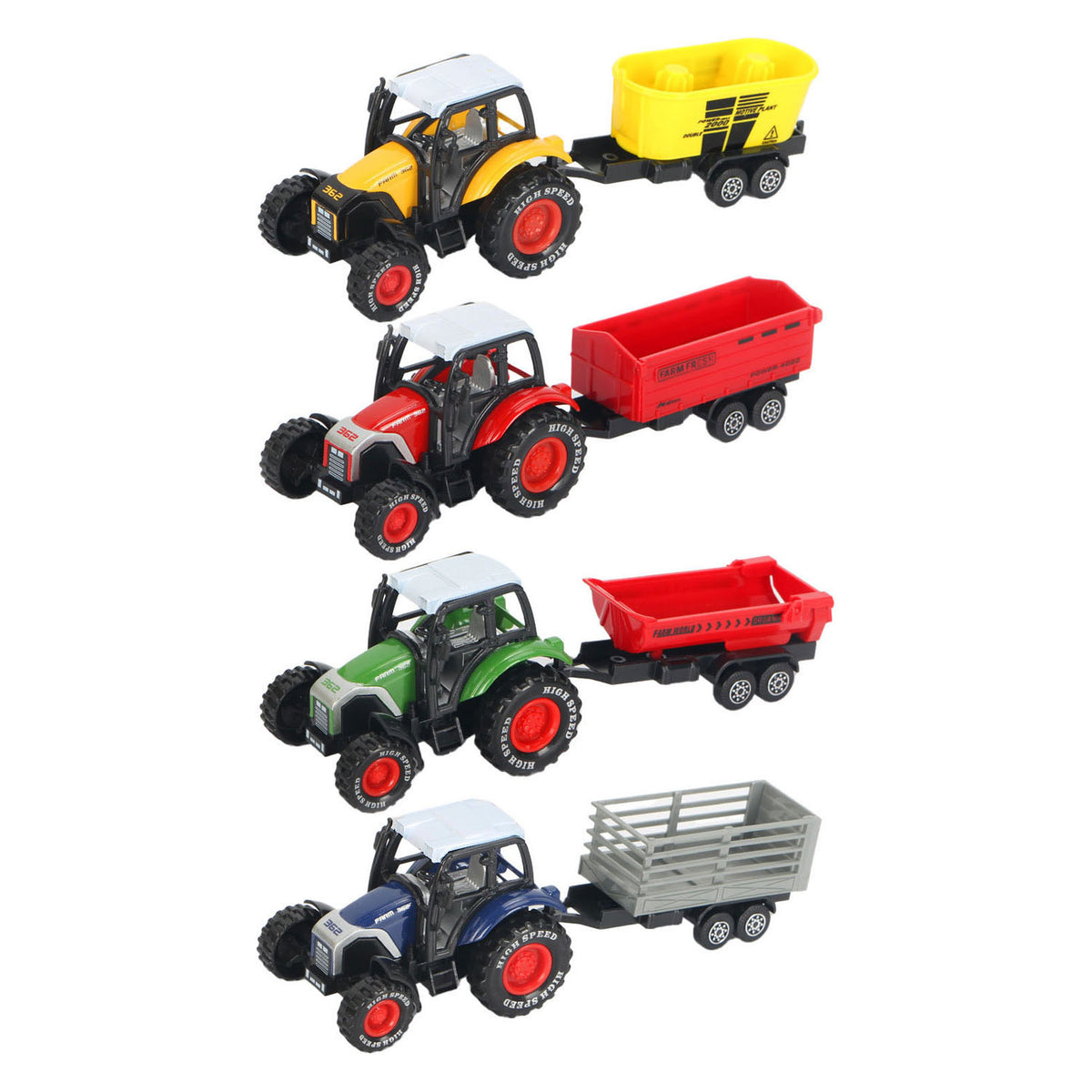 - Die-cast Trekker met Aanhanger en Pull-backfunctie