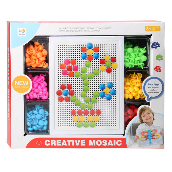 Lobbes mozaïek speelgoedset kleurrijk creatief spel 300-delig.