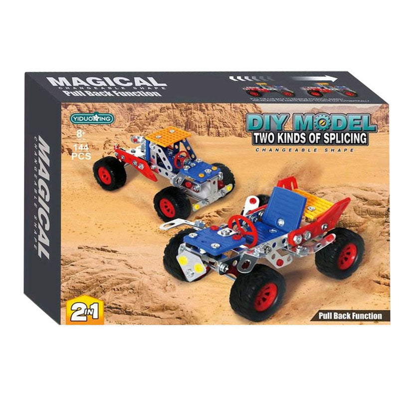 - Metalen Constructieset Voertuigen 2in1 Pull Back 144dlg.