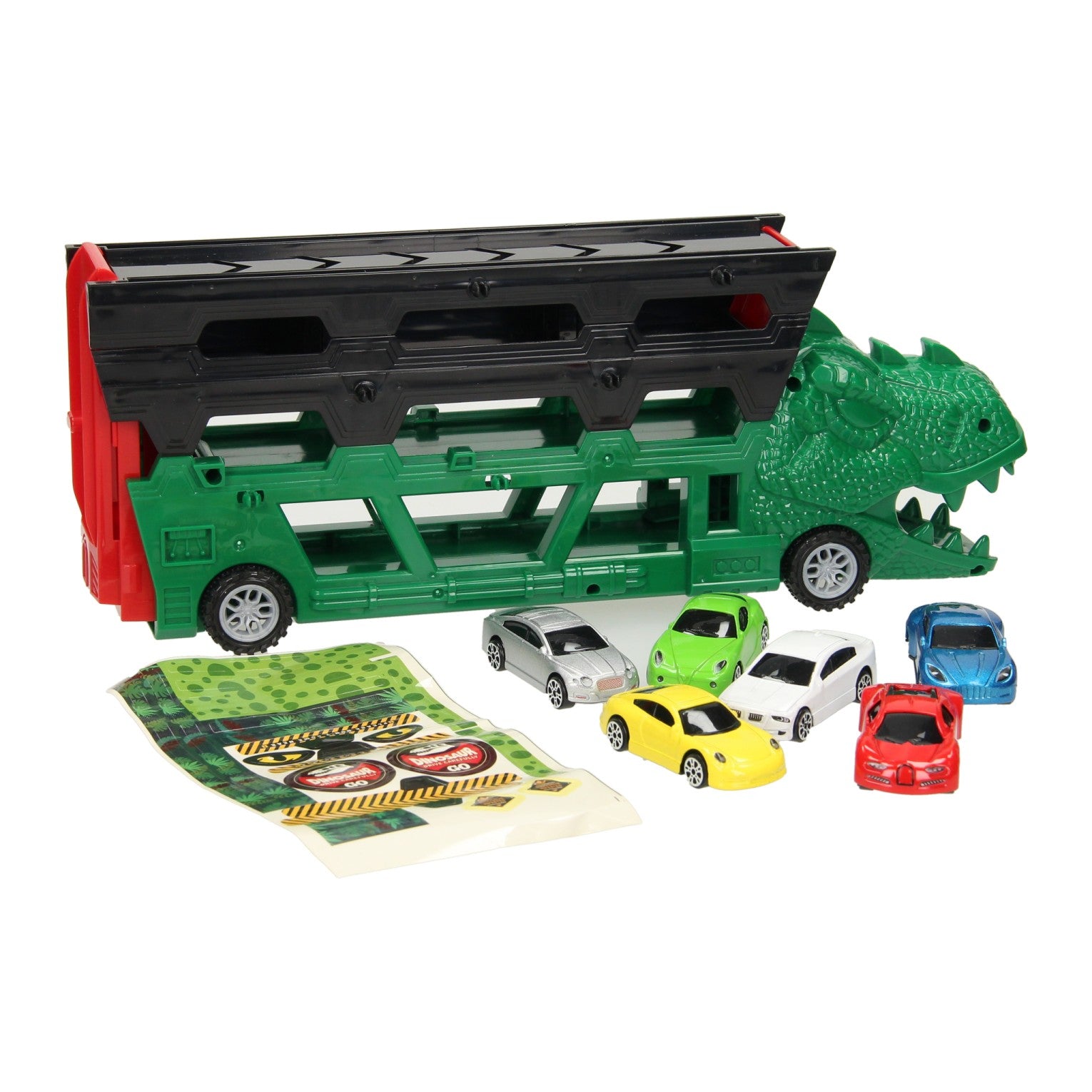 Lobbes Speelgoed- Lobbes SpeelgoedDino transporter met afschietfunctie 7dlg.