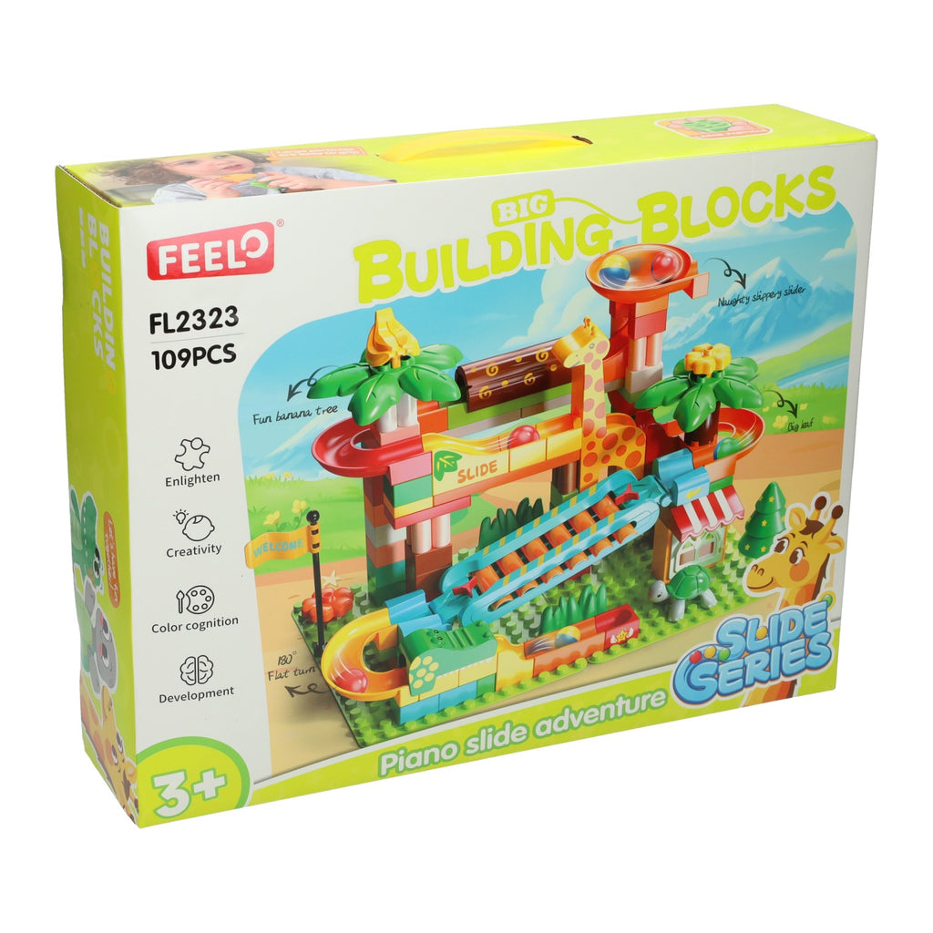 Bouwblokken muzikale ballenbaan jungle - 109dlg.