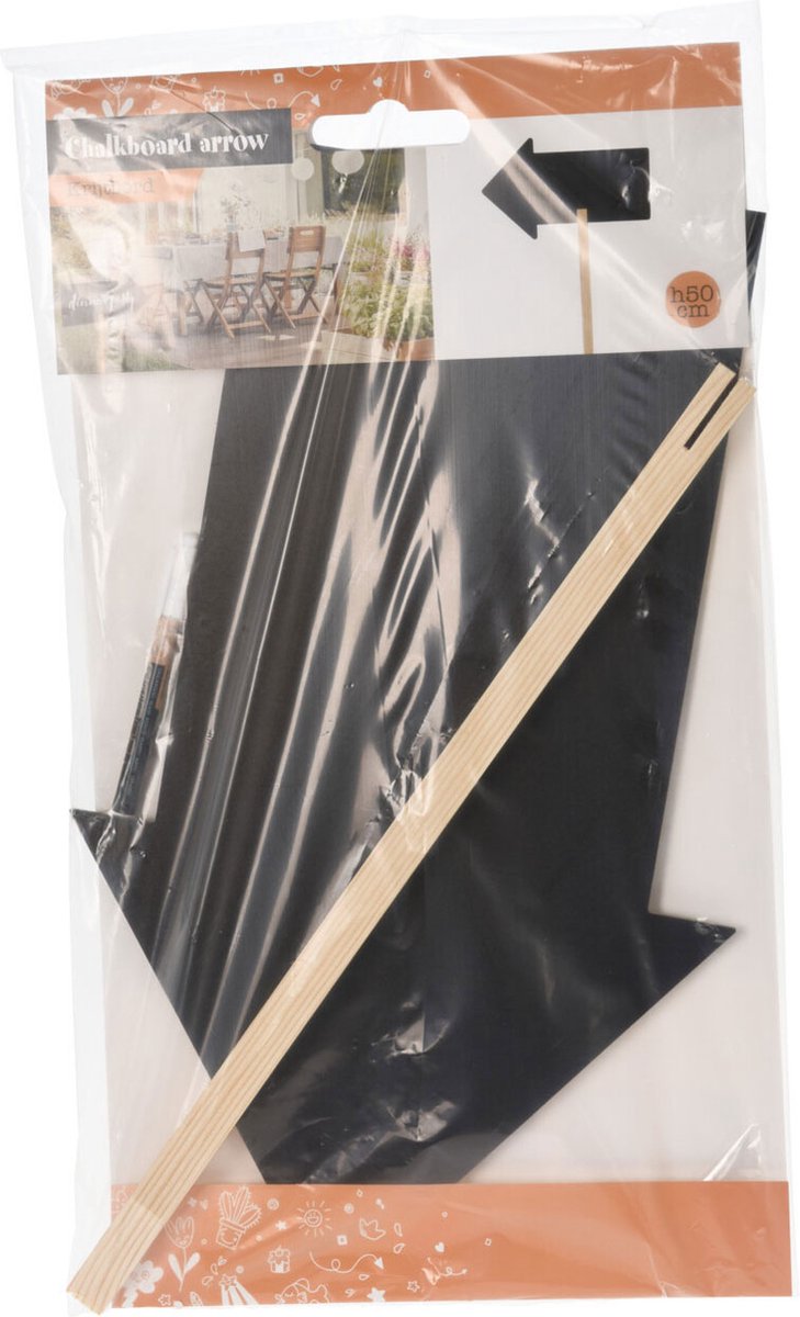 Koopman - Koopman Krijtbord pijl op stok houten schoolbord 50cm decoratie.