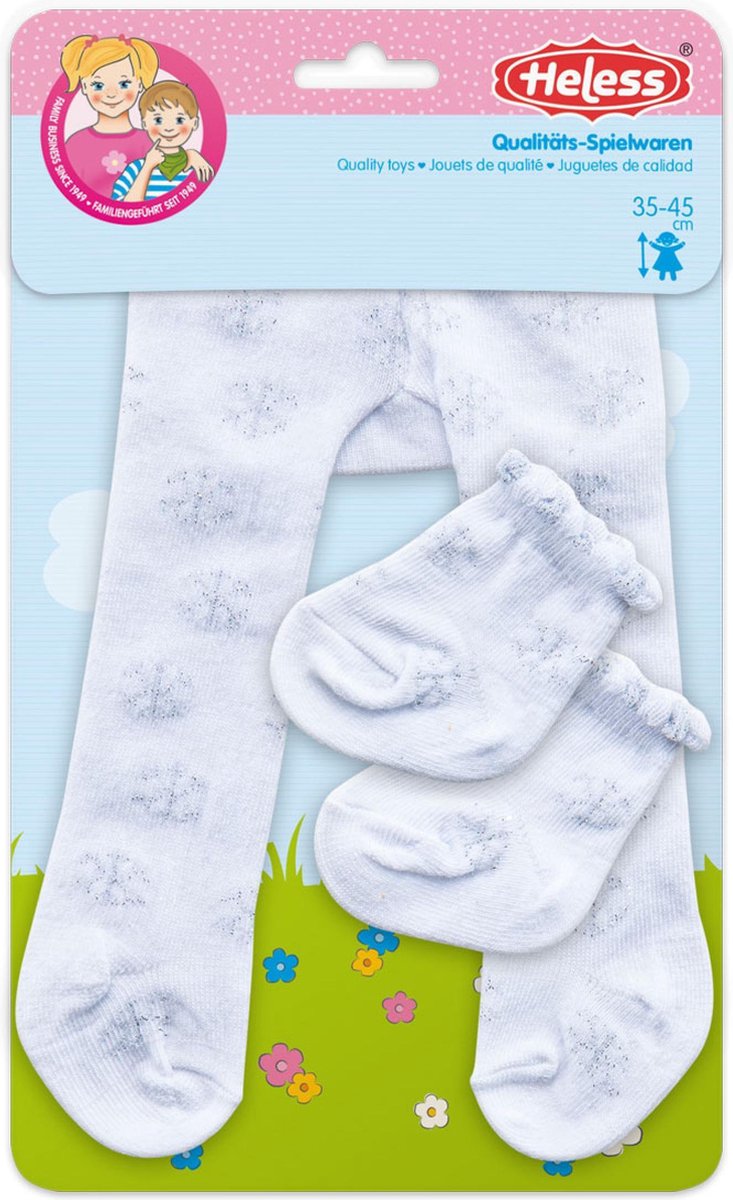 Heless poppenmaillot met sokken - sneeuwvlokken, 28-35 cm