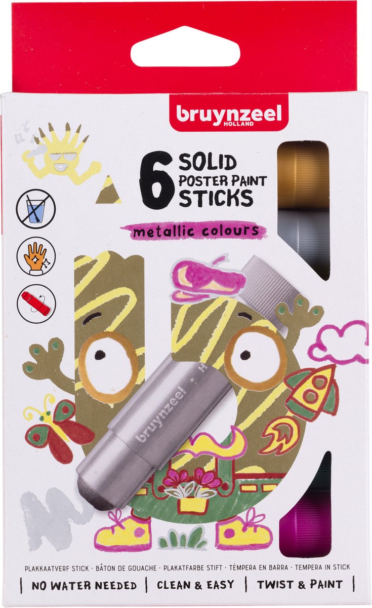 BRUYNZEEL - BRUYNZEEL plakkaatverf sticks set metallic | 6 kleuren