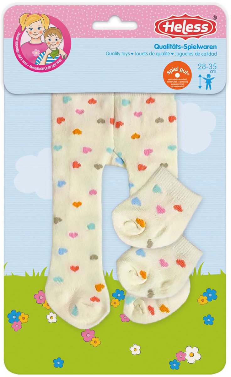 Heless - Heless Poppen maillot met sokjes hartjesconfetti 28-35 cm