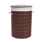Homestyle pro ronde opvouwbare bamboe wasmand 35x50 cm bruin wit