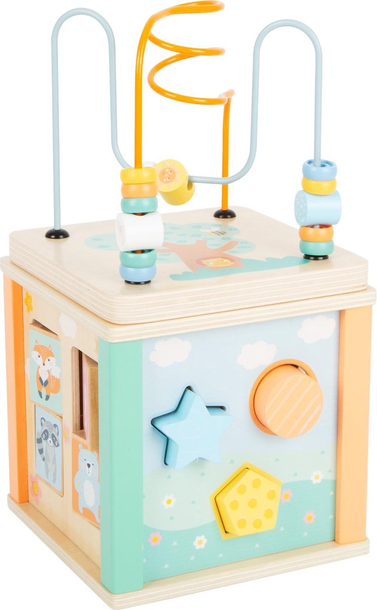 Small foot - houten activiteitenkubus en motoriekspiraal pastel