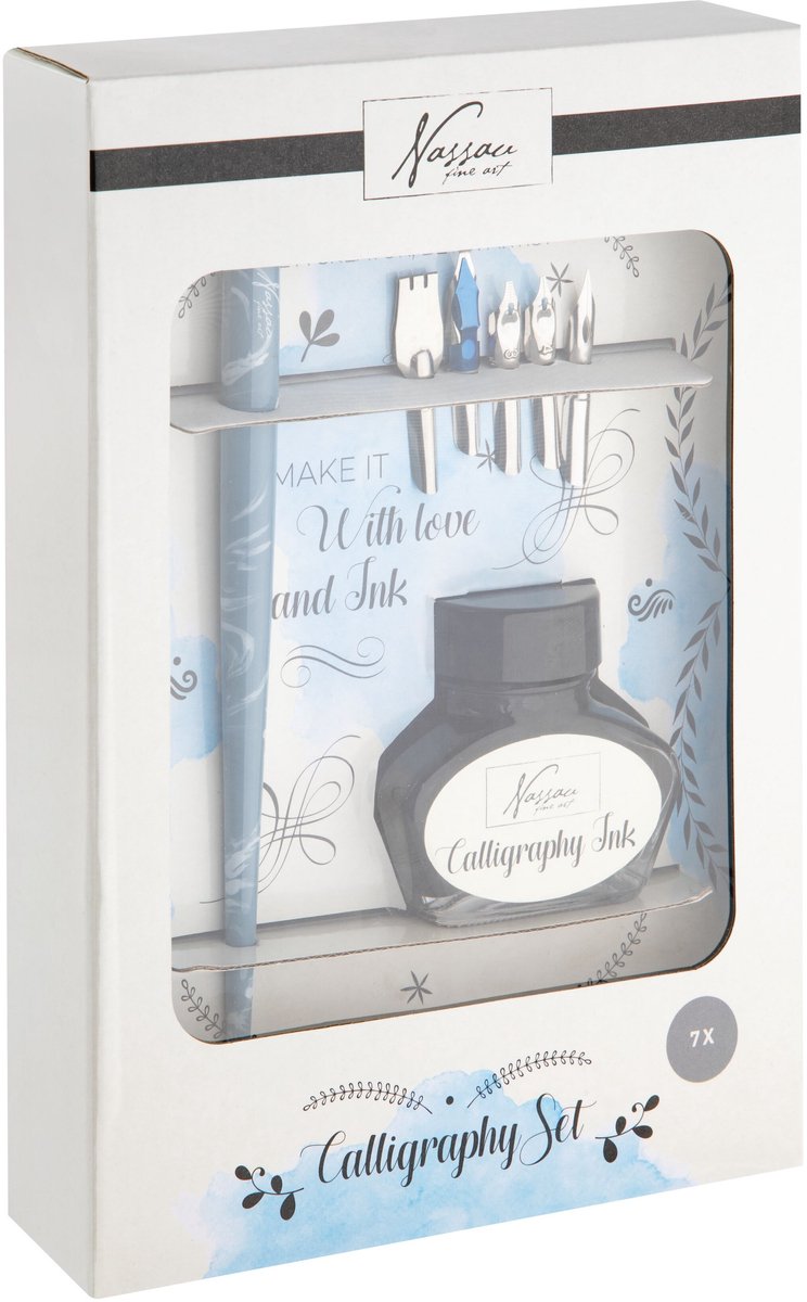 Nassau Fine Art - Nassau Fine Art kalligrafie set - 5x kalligrafiepennen - penhouder met zwarte inkt - luxe cadeaudoos - handlettering journaling & creatief schrijven