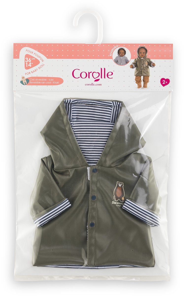 Corolle - poppen regenjas - poppenaccessoire 36cm teddybeerprint. m