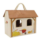 Houten paardenstal speelset draagbaar, 13dlg.