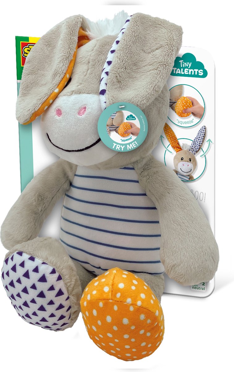 Ses creative tiny talents donkey kiekeboe knuffel - ezel zonder batterijen - vanaf 10 maanden - baby speelgoed - schoencadeautjes sinterklaas