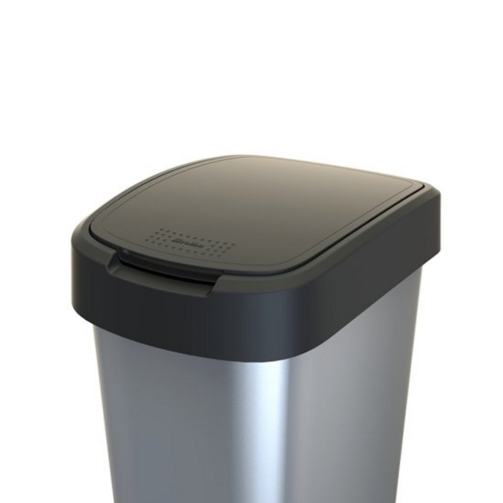 Rotho twist afvalbak 50l zilver metallic