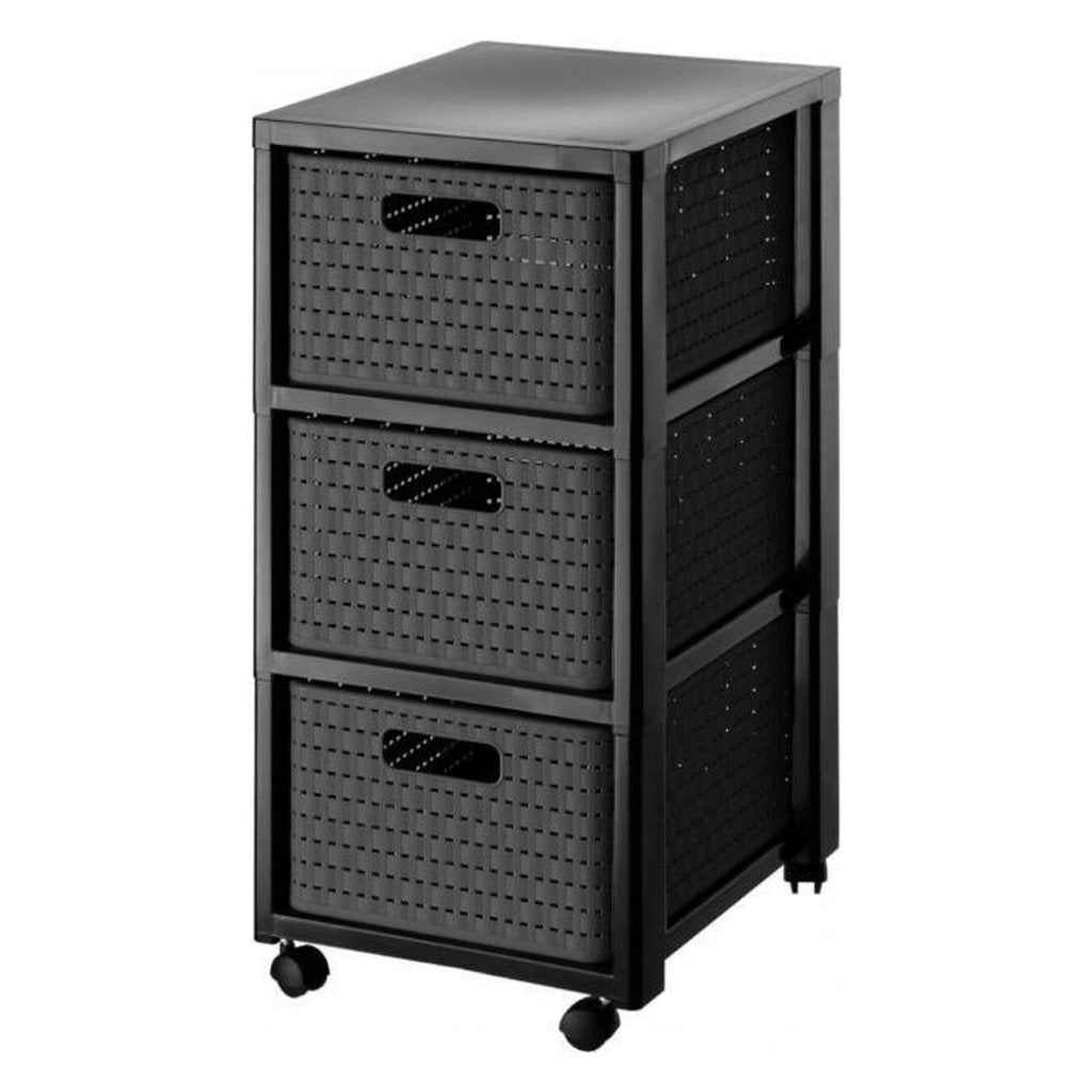Rotho country design ladekast met wielen 3x18l antraciet