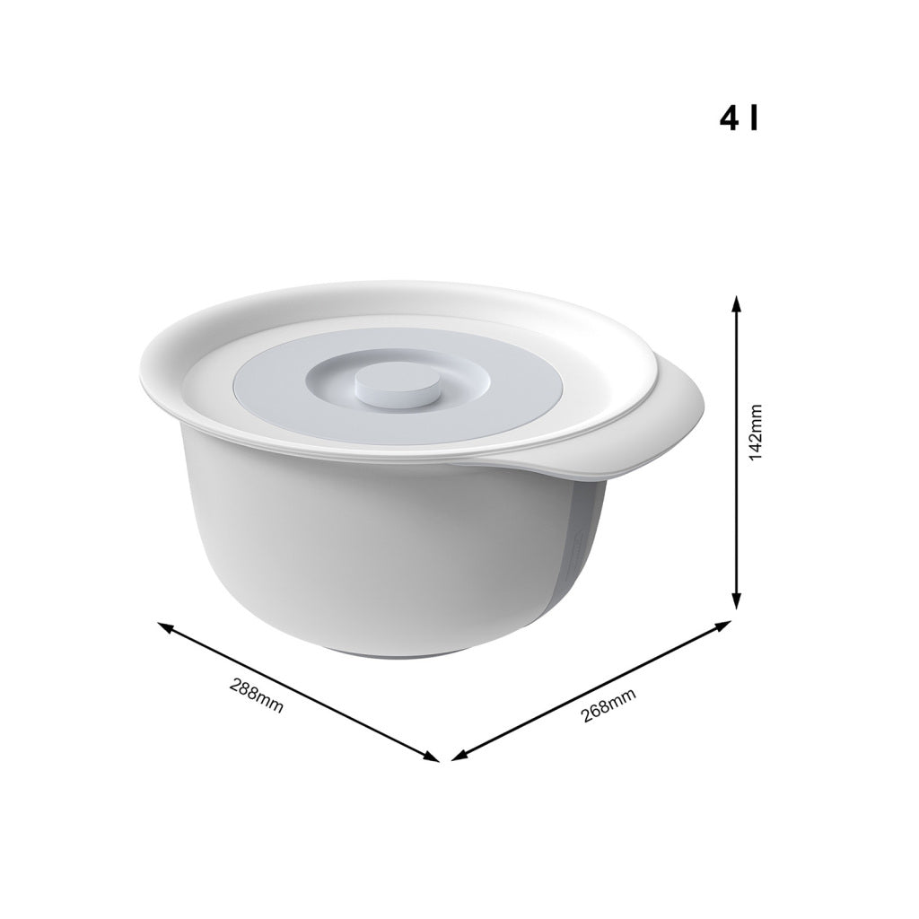 Rotho - Rotho fresh beslagkom met spatdeksel 4l cool grey
