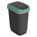 Rotho - Rotho twist swing - afvalbak 10l met klapdeksel - recycling afvalverzamelaar - bpa-vrij - zwart/donkergroen