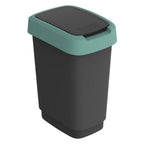 Rotho - Rotho twist swing - afvalbak 10l met klapdeksel - recycling afvalverzamelaar - bpa-vrij - zwart/donkergroen