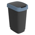 Rotho - Rotho twist afvalbak met swingdesksel 25l - zwart/blauw - bpa-vrij - incl 6 sticker voor diverse afvalstromen